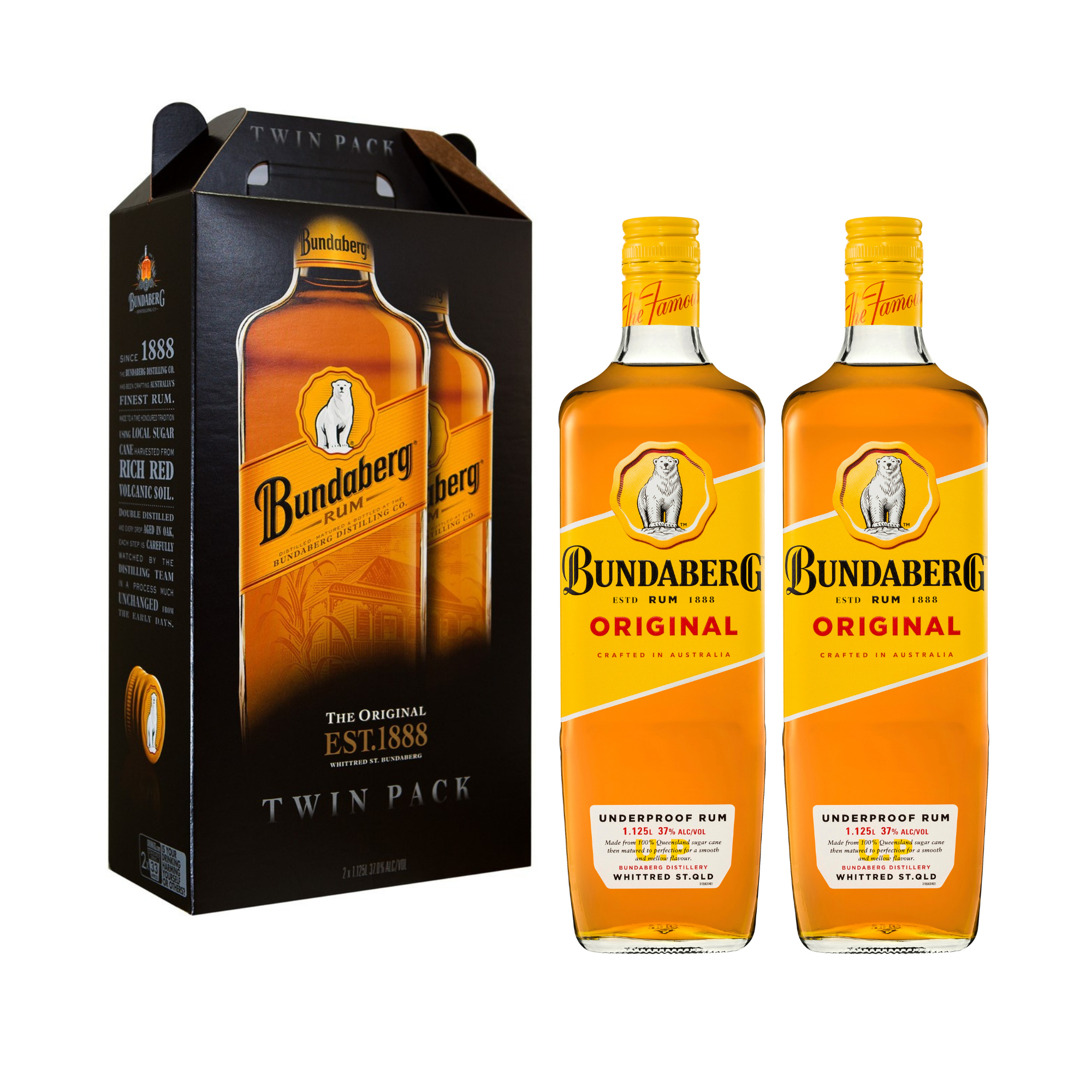 Bundaberg Underproof Rum Twin-pack 37% 2x1.125L