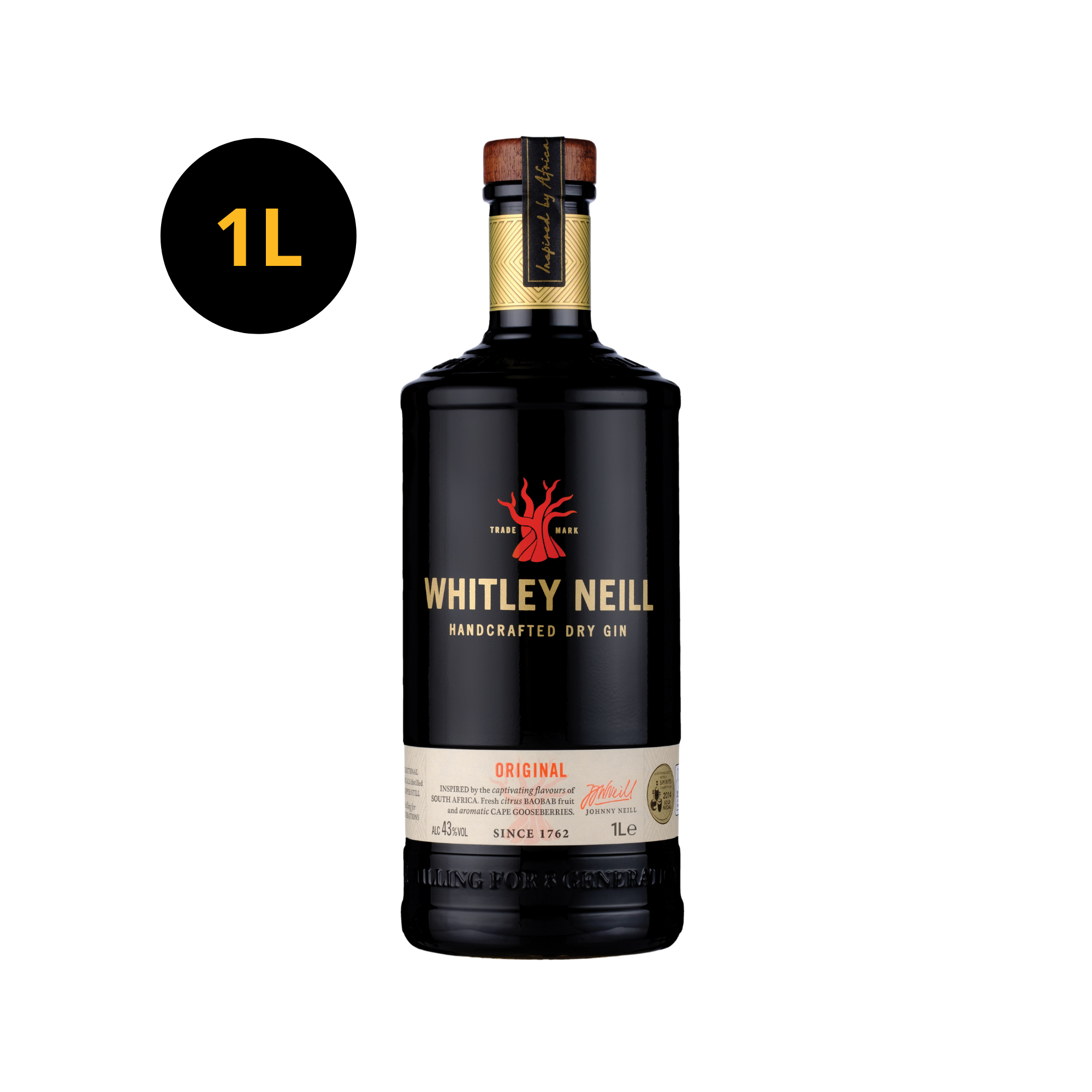 Whitley Neill Handcrafted Dry Gin 43% 1L