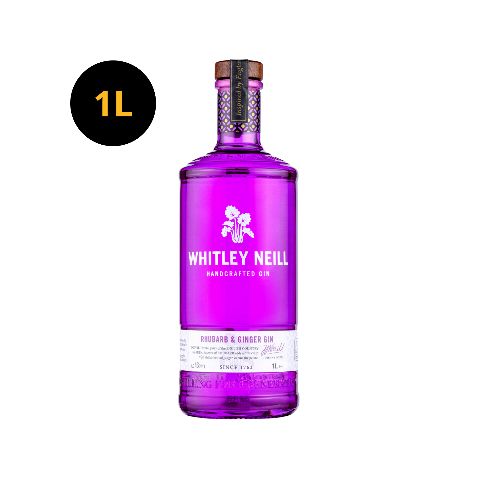 Whitley Neill Rhubarb & Ginger Gin 43% 1L