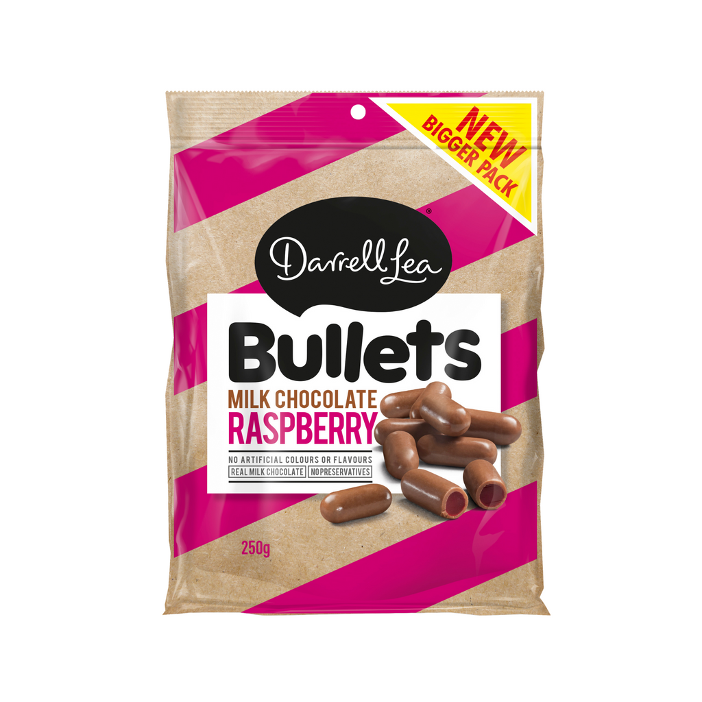 Darrell Lea Raspberry Milk Bullets 250 g