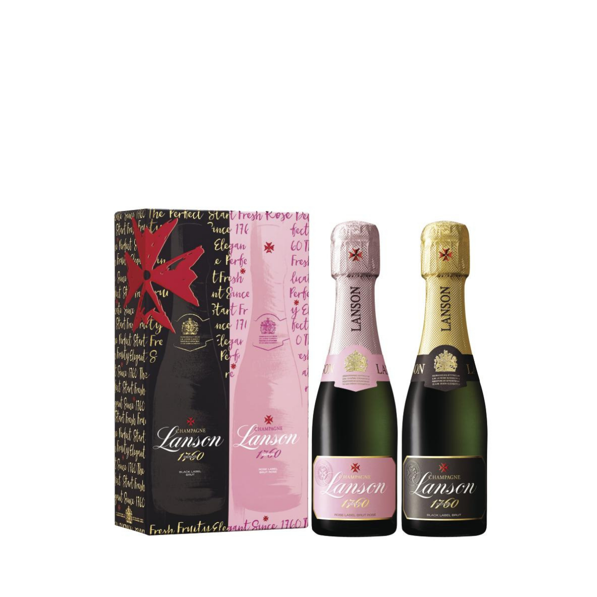 Lanson, Black Label/Rosé Label, Champagne, AOC, white/rose, brut (duopack) 2x0.2L