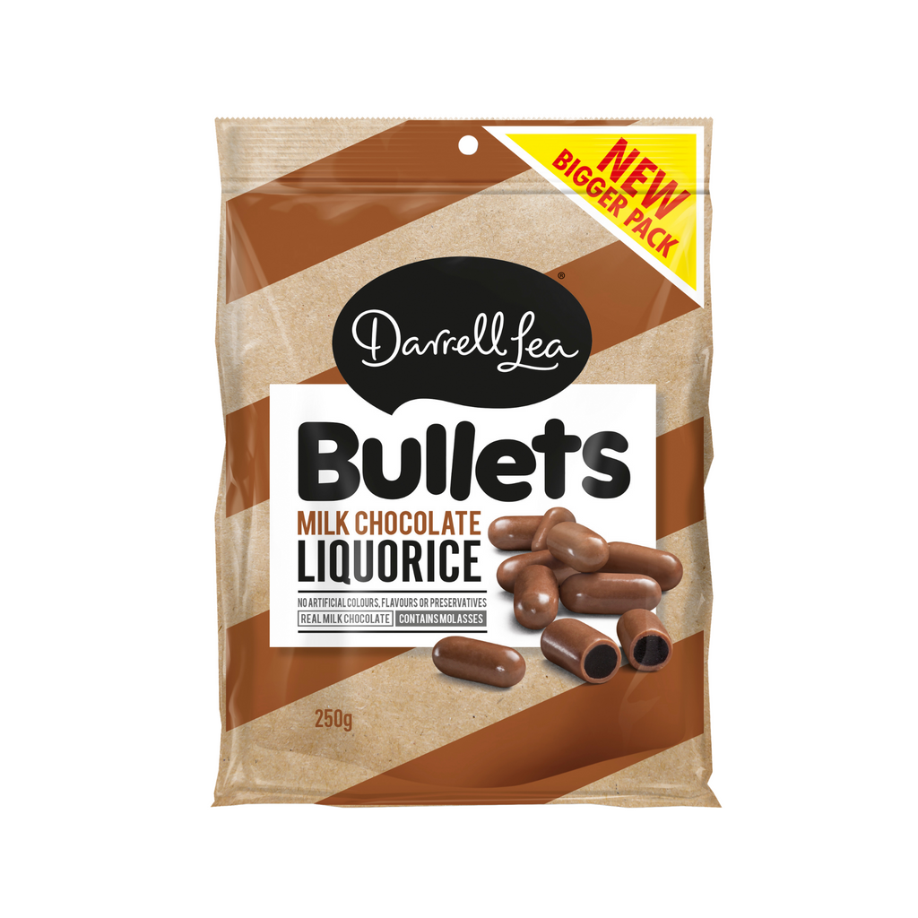 Darrell Lea Milk Chocolate Liquorice Bullets 250 g