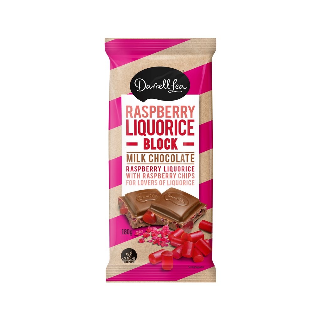 Darrell Lea Raspberry Liquorice Milk Chocolate Block 180g